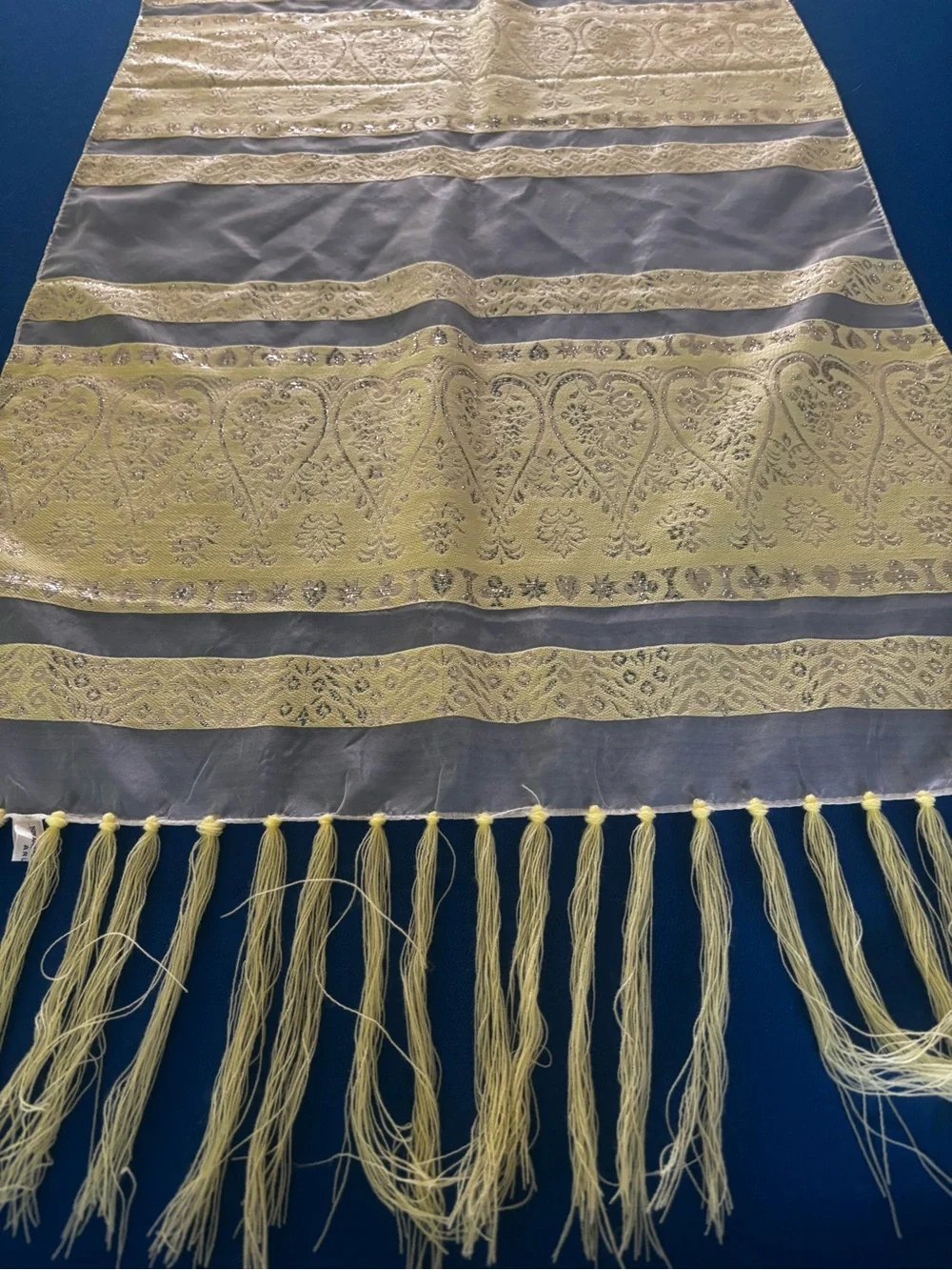metallic zari brocade shawl featuring traditional intricate paisley (buta)